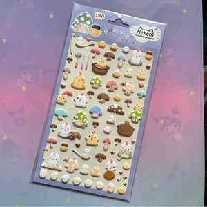 Nekoni Puffy Kawaii Stickers - Mushroom Cottagecore Stationery Sheet